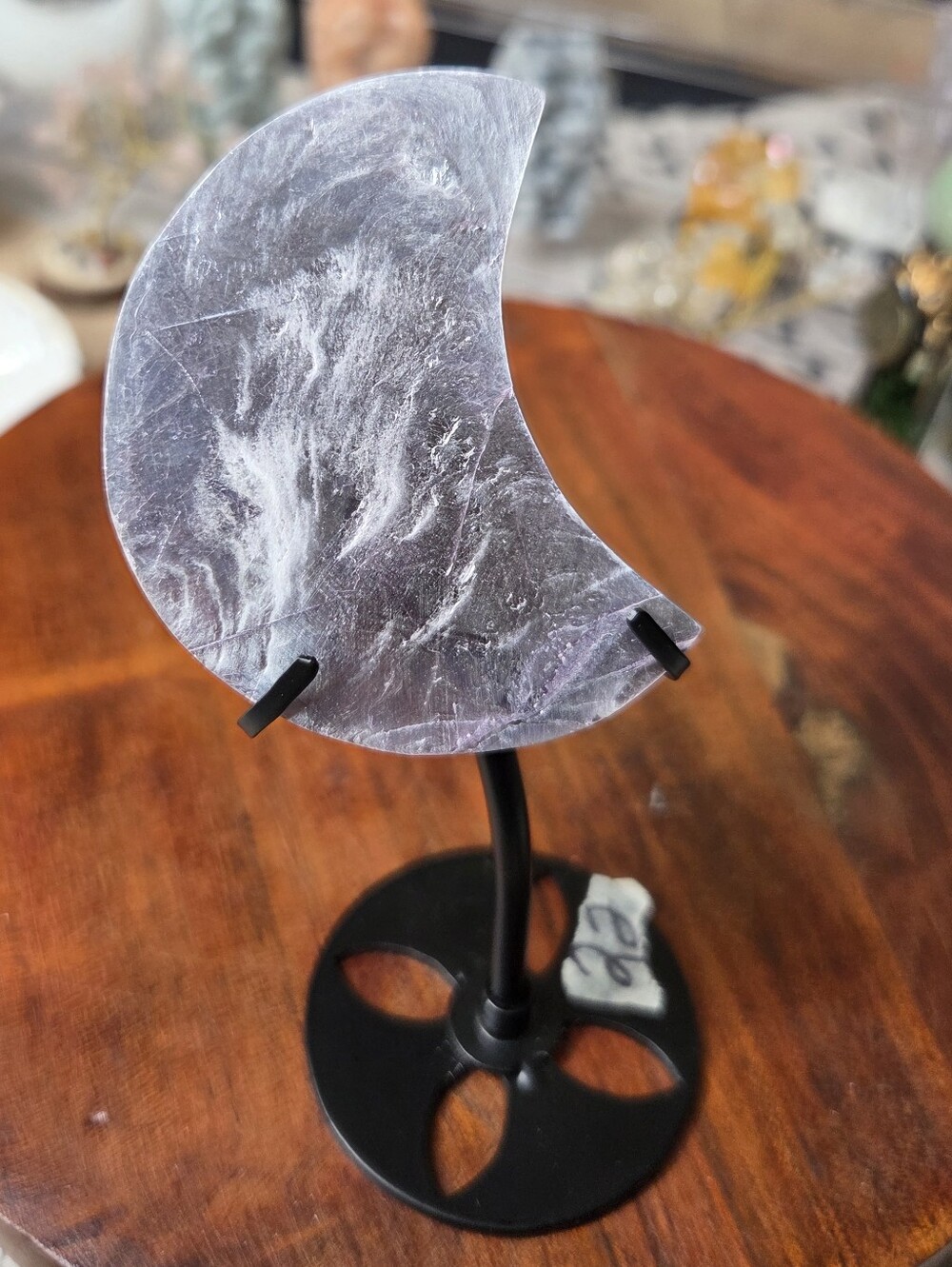 Gem Lepidolite Purple Mica Polished Moon With Stand 3 In ( Emotional Balance) A - Picture 3 of 5